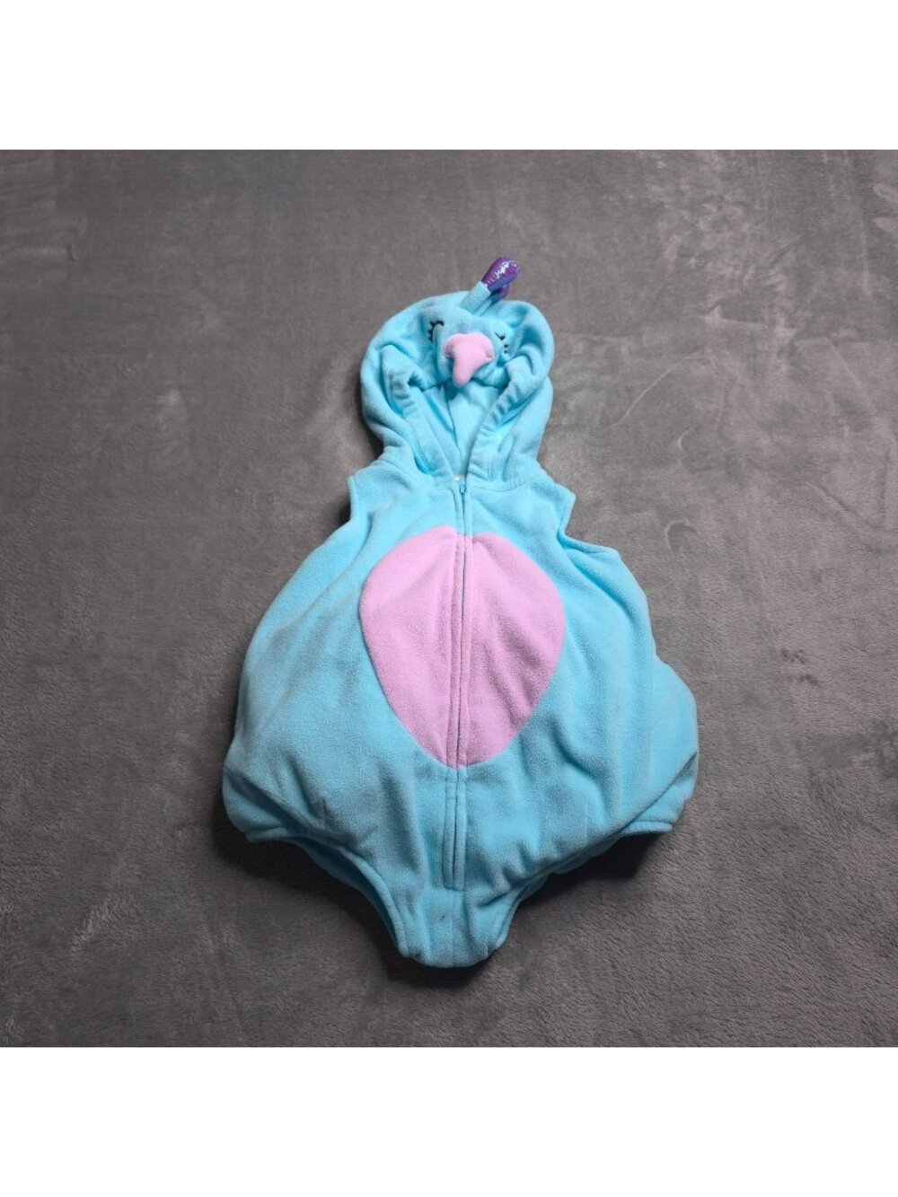 Carters Blue Purple Peacock Costume 3-6 Mo Baby Fleece Hooded Zipper Closure